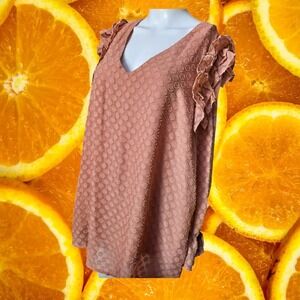 Perch by Blu Pepper Ruffle Blouse Long Sleeve‎ Polka Dot Top 1XL